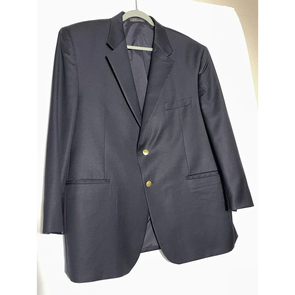 Lauren Ralph Lauren Blazer Men's 46 R Navy Blue Wool Gold Buttons